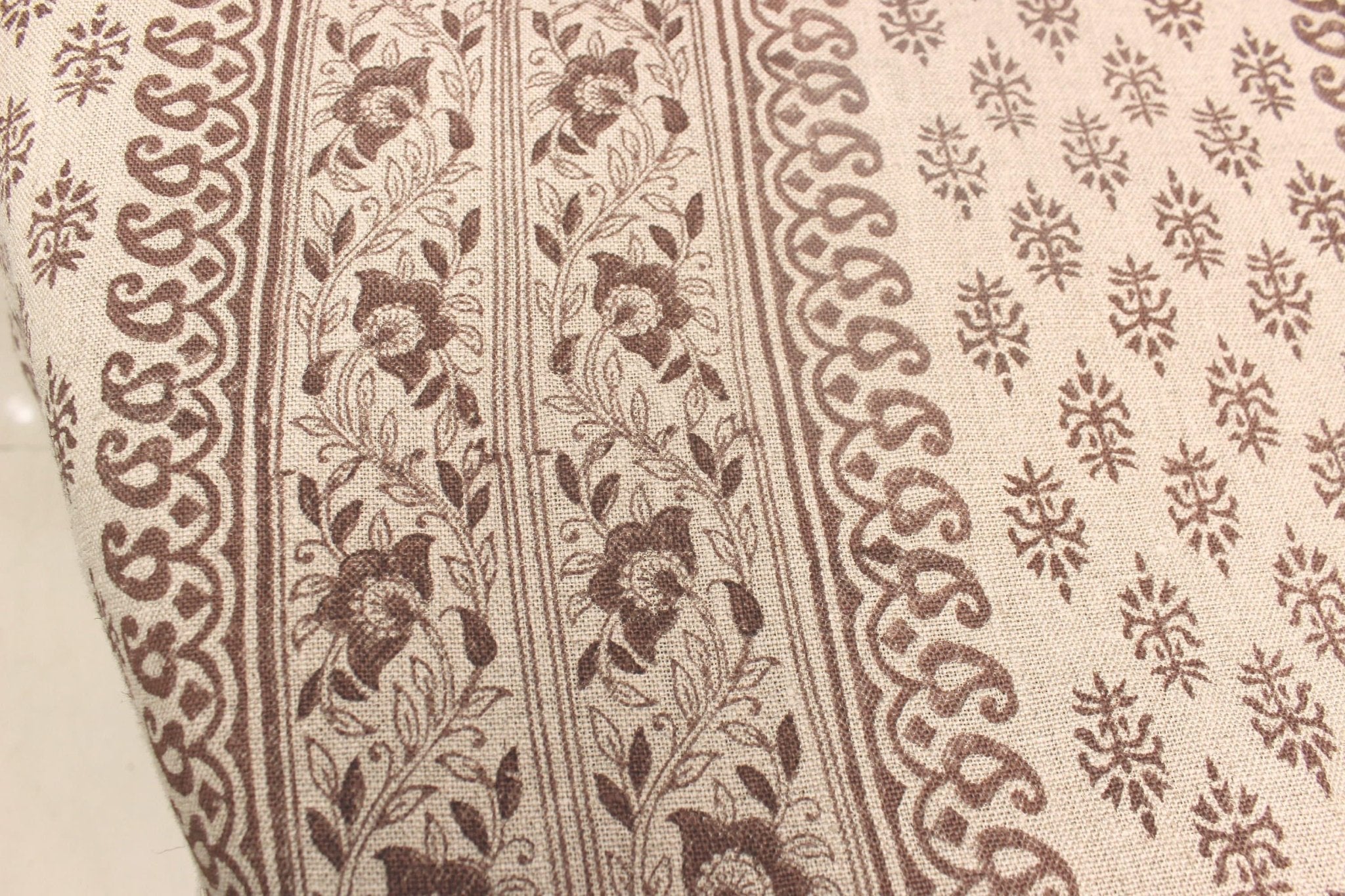 Bagh Buta  Heavyweight Linen Fabric Natural.Thick Linen, Chocolate Colour, Upholstery Fabric, Sofa Chair Cover, Indian Linen By The Yard