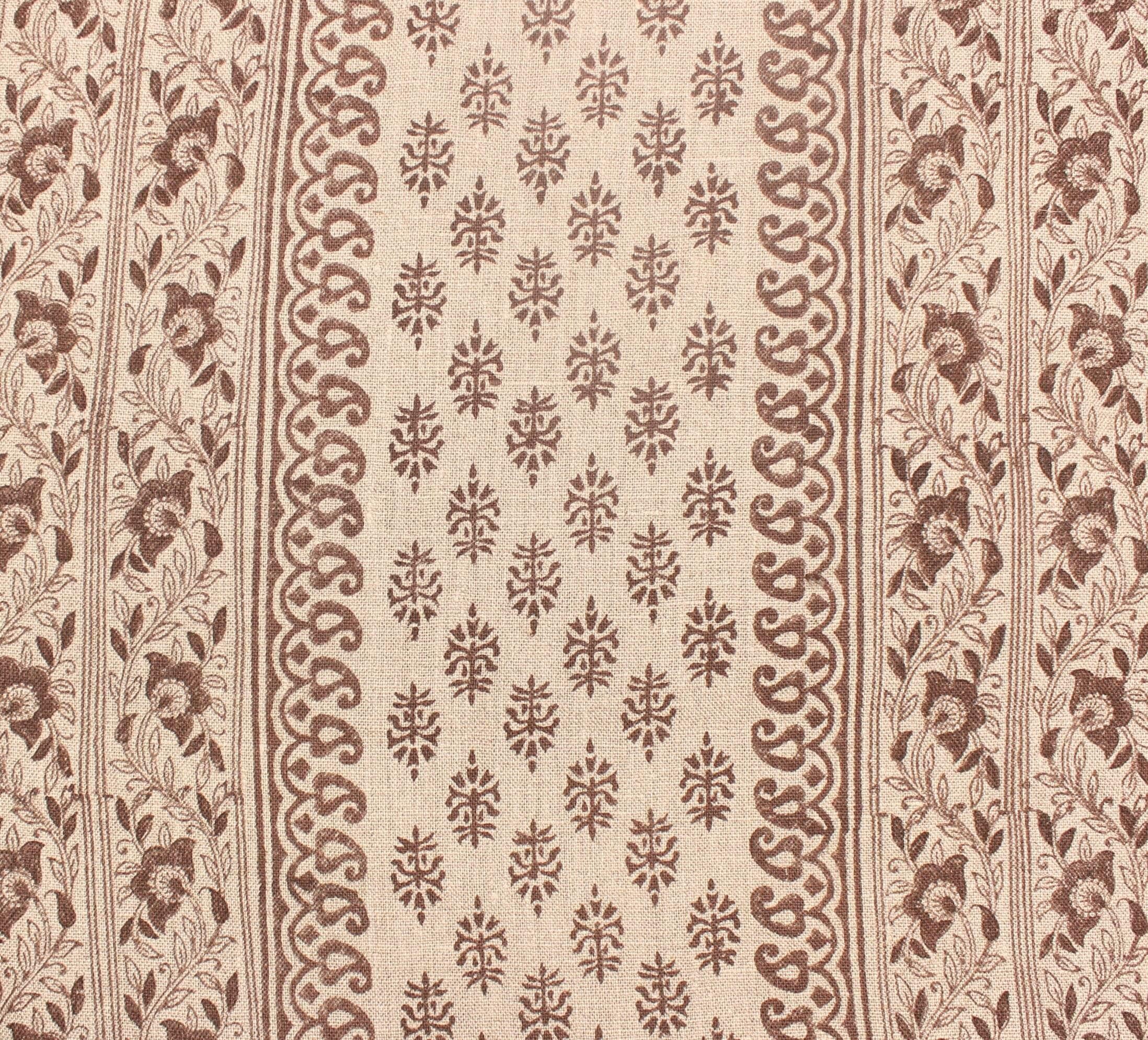 Bagh Buta  Heavyweight Linen Fabric Natural.Thick Linen, Chocolate Colour, Upholstery Fabric, Sofa Chair Cover, Indian Linen By The Yard