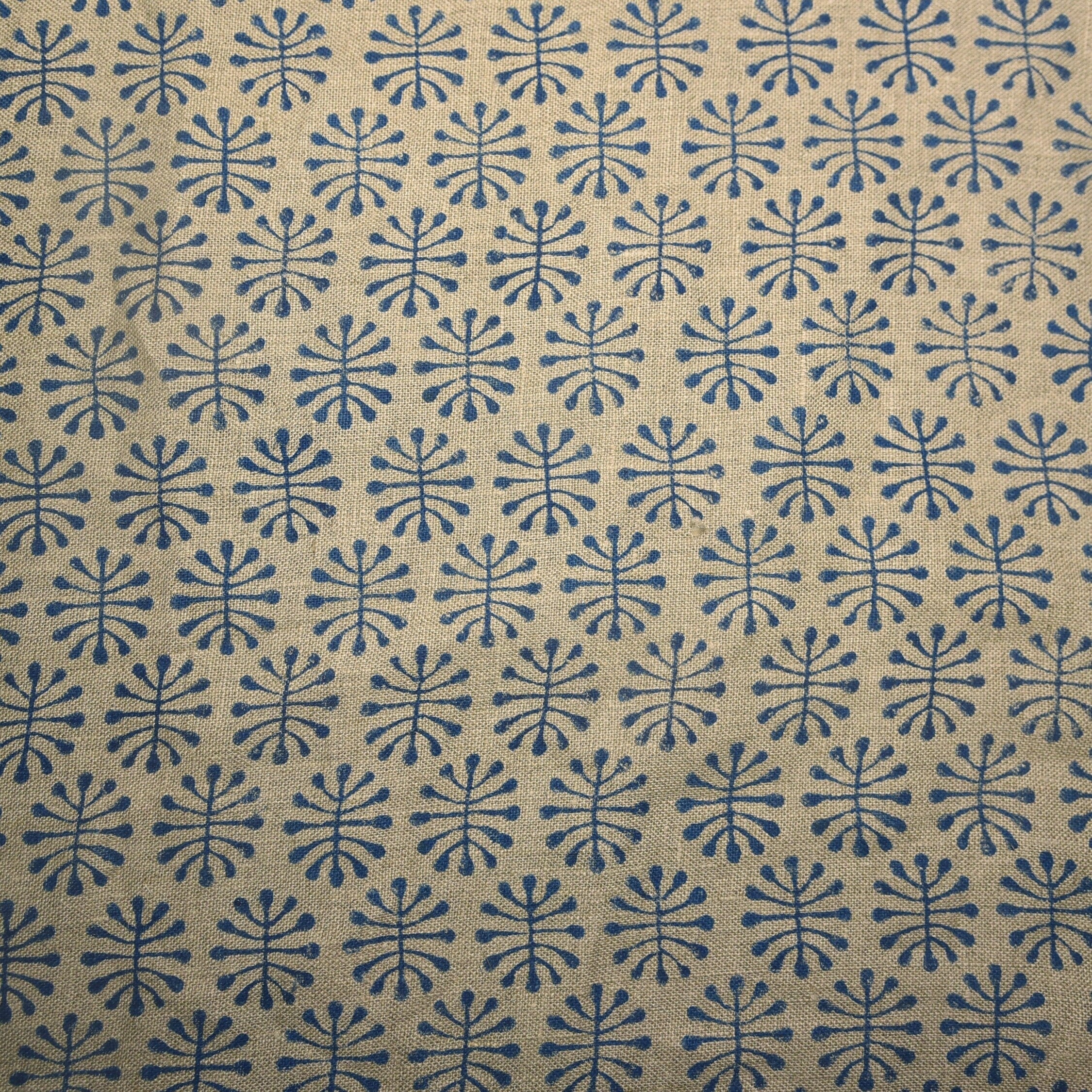 Block Print Linen Fabric, Neela Jugnu  Thick Linen Fabric  Block Print Fabric In Summers Upholstery, Cushion Cover,Sofa/Chair Cover,Farmhouse