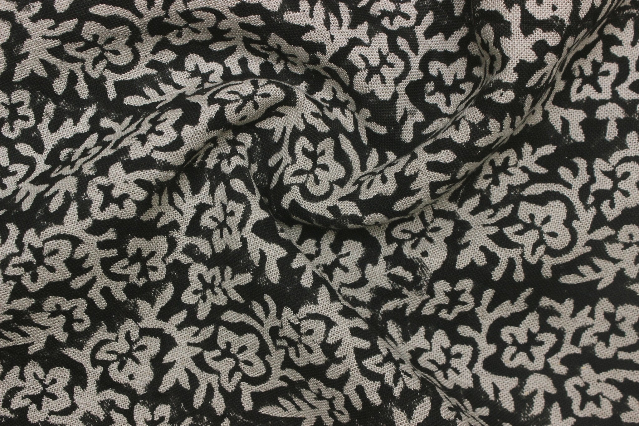 Block Print Linen Fabric, Nidhi Van  Printed Black Fabric Block Print Linen, Indian Fabric, Fabric By The Yards