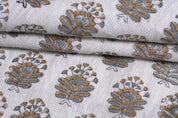 Bheeshma  Floral Heavy Linen Fabric Designer Indian Hand Block Print Heavy Fabric Pillowcases Linen Upholstery Block Printing