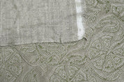 Block Print Linen Fabric, Sudarshan  Nature Blooming Vine  Linen Block Print Block Print Heavy Linen Fabric Thick Linen Fabric Green Flower Vine