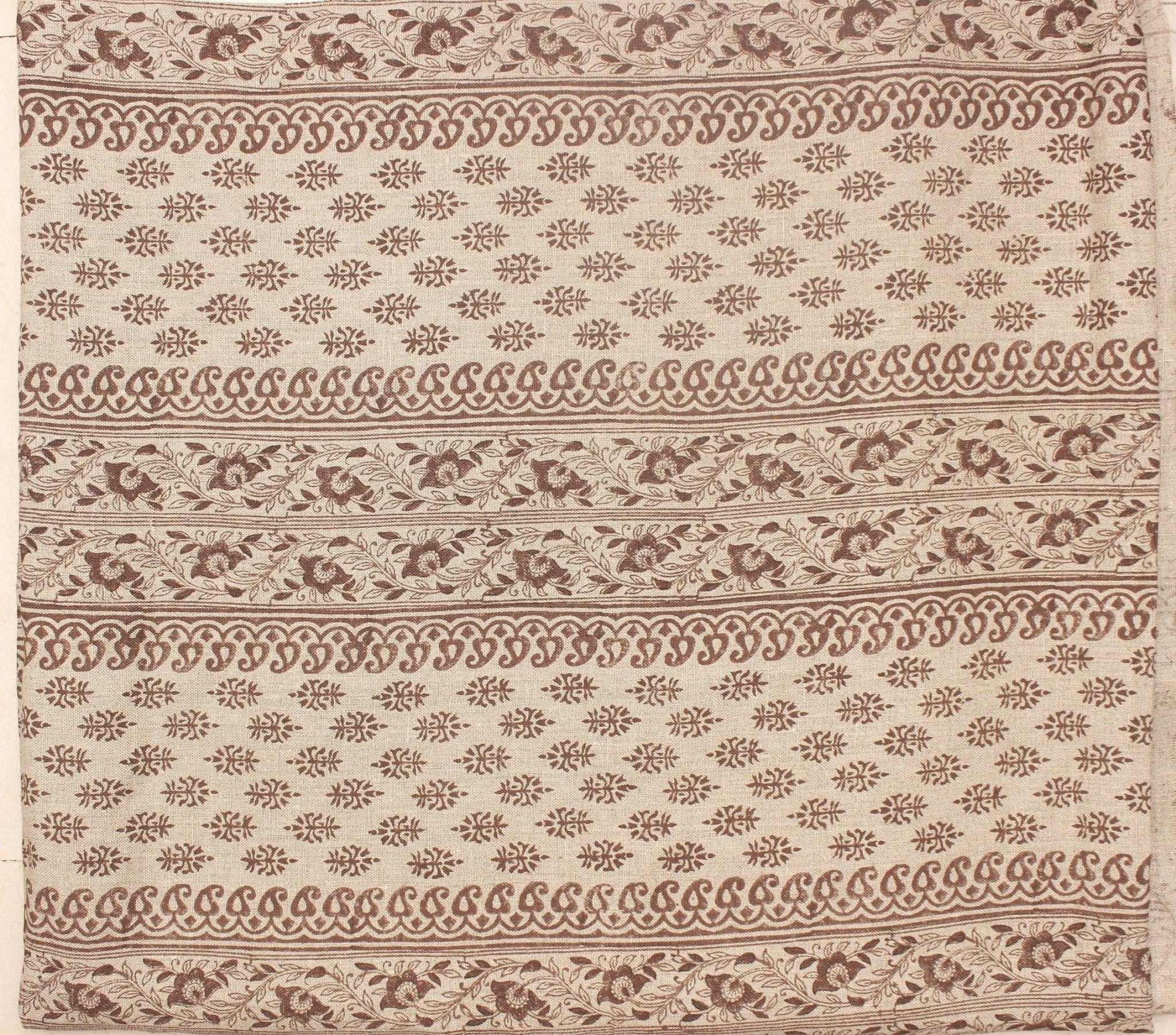 Bagh Buta  Heavyweight Linen Fabric Natural.Thick Linen, Chocolate Colour, Upholstery Fabric, Sofa Chair Cover, Indian Linen By The Yard