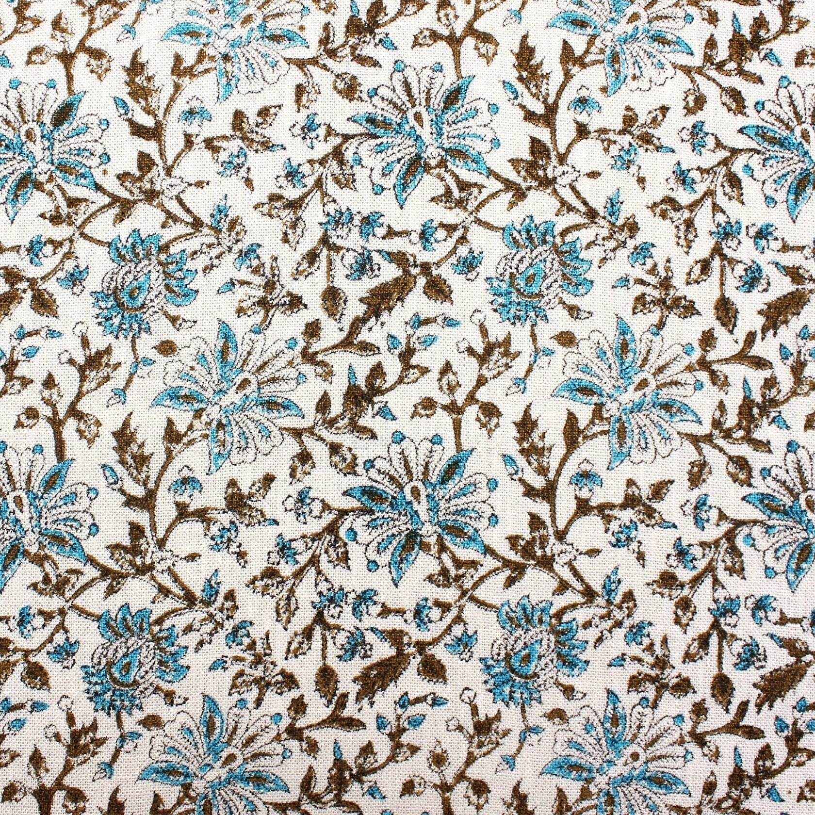Block Print Linen Fabric, Neera Bel  Pure Linen & Cotton Fabrics With Indian Handmade Block Print Art,Floral Design Running Fabric For Home Decors Upholsterypillows