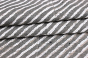 Block Print In Gray/White  Linen Running Fabric, Indian Linen Block Print,Heavy Linen Pillow And Cushion,Home Decor And Upholstery Fabric