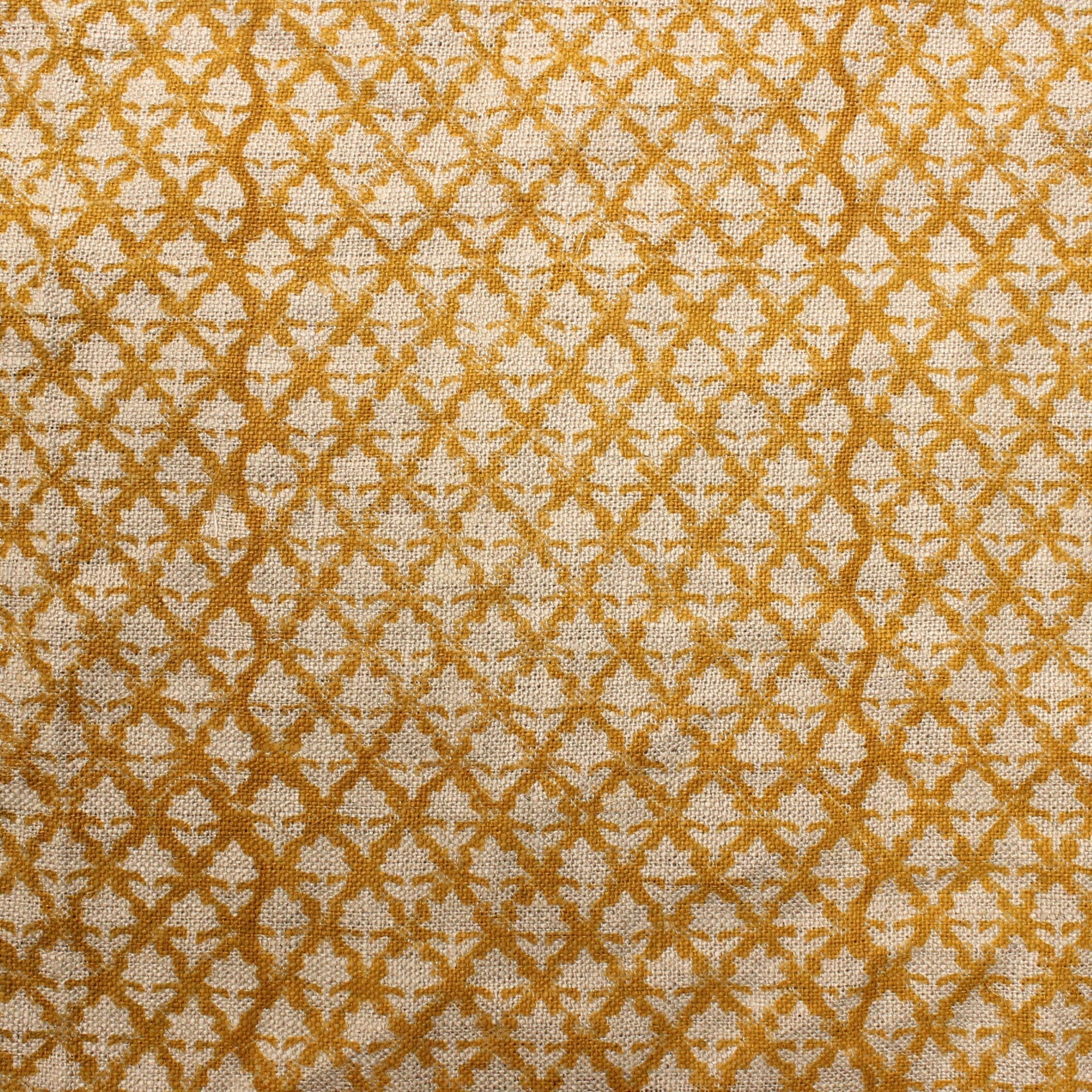 Block Print Linen Fabric, Pinkcity Jaal  Flower  Natural Colors Block Printing Art Linen Fabric, 100% Flax Linen, Upholstery Fabric By The Yard,