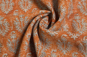 Block Print Linen Fabric, Neel Gagan Floral Block Print Linen Fabric, Fabric For Pillow Cover Making, Heavy Weight Upholstery Fabric