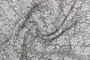Block Print Linen Fabric, Rudraksha  Block Print Linen Fabric By The Yard, Floral Linen, Fabric From India, Linen Upholstery Pillow Case Fabric