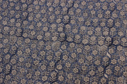 Block Print Linen Fabric, Tulsi Buti Dark Blue  Popular Indian Handmade Art Block Print Linen  Linen By The Yard  Heavy Weight Decorative Fabric