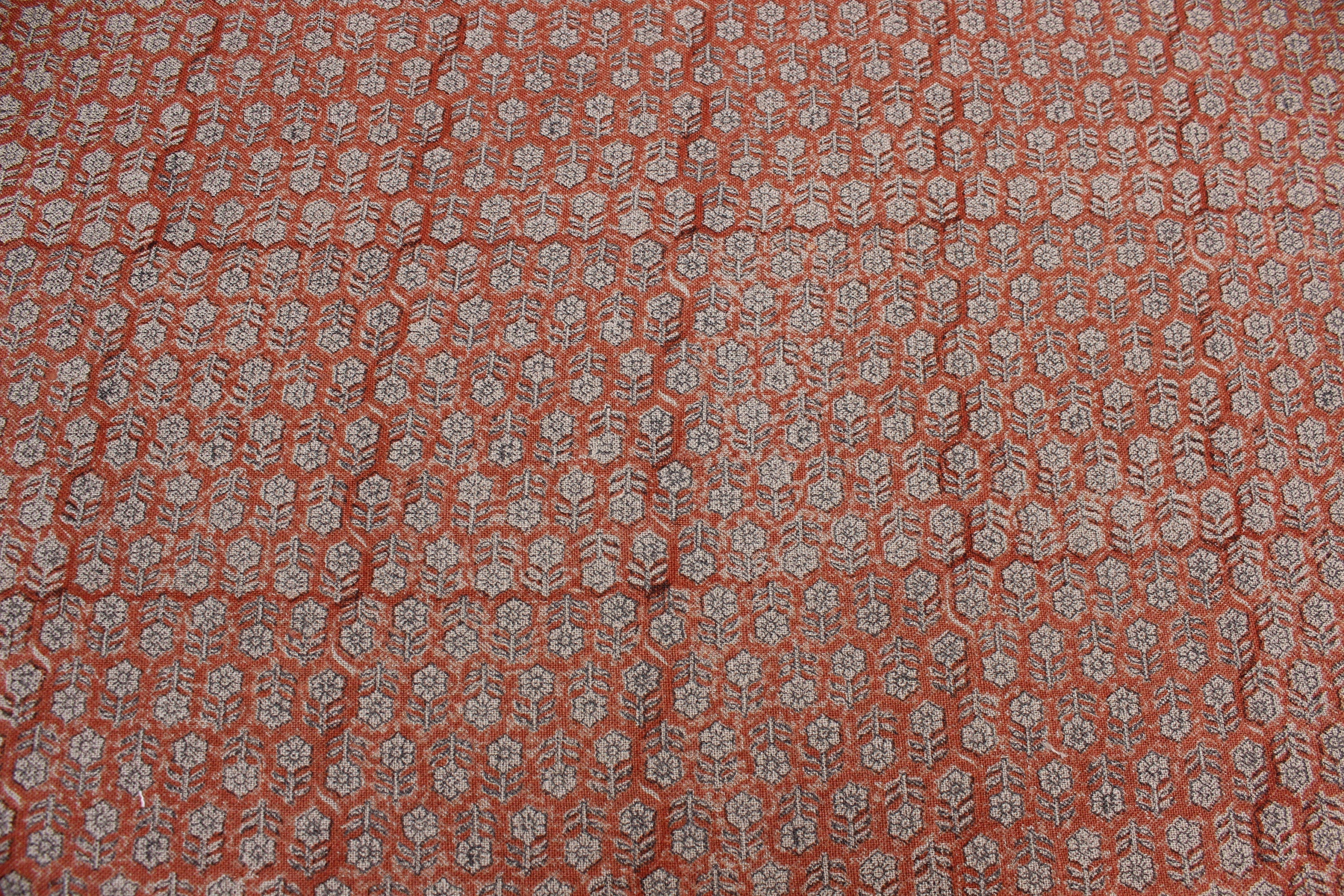 Block Print Linen Fabric, Tulsi Butti  Linen Running Fabrichandloom Heavy Fabric  Indian Block Printed Fabric  Hand Block Pillow Case  Hand Block Upholstery