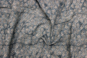 Block Print Linen Fabric, Tulsi Buti Floral  Thick Handloom Linen, Most Popular Indian Block Print For Pillow Cases, Upholstery And Thanksgiving Decor