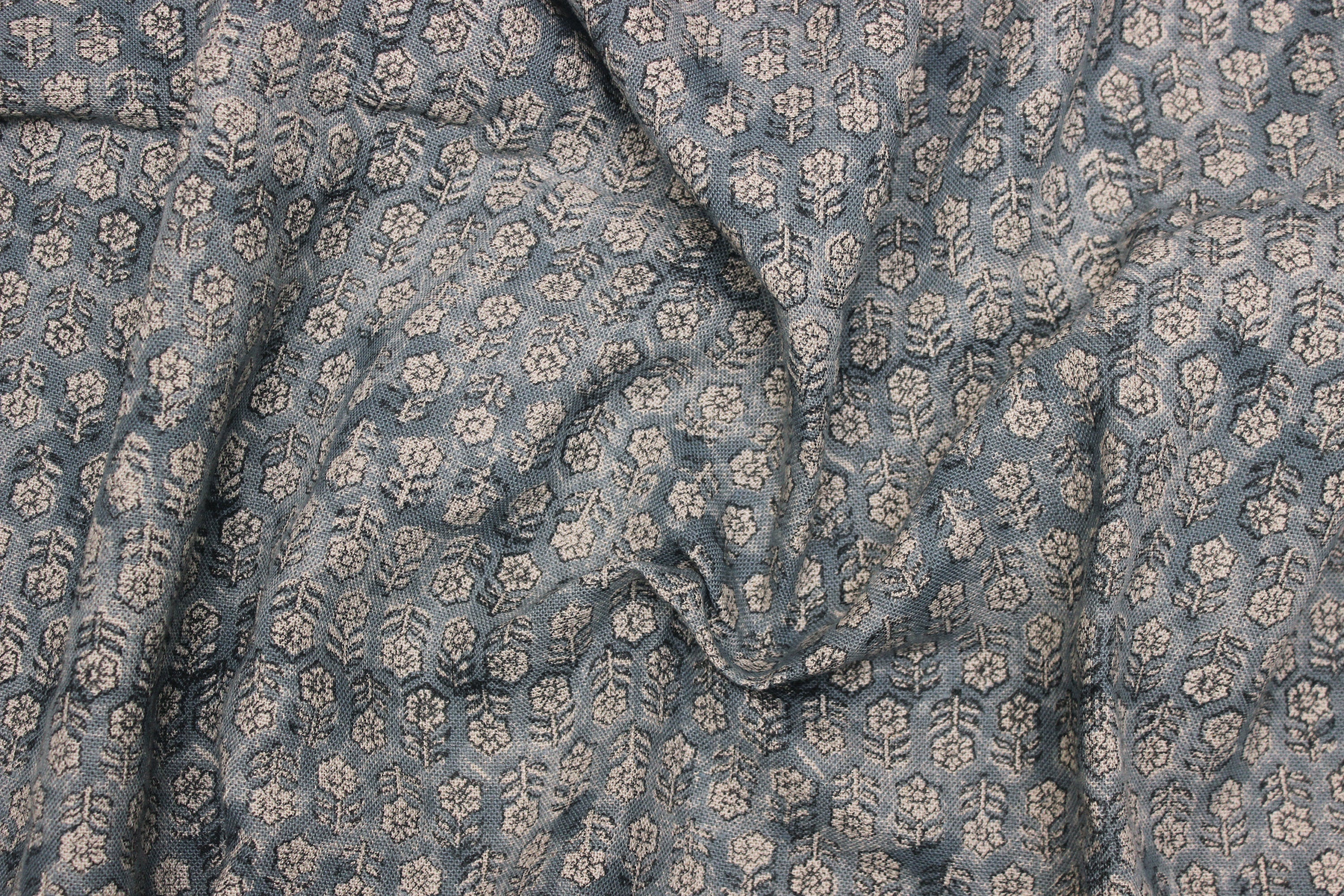 Block Print Linen Fabric, Tulsi Buti Floral  Thick Handloom Linen, Most Popular Indian Block Print For Pillow Cases, Upholstery And Thanksgiving Decor