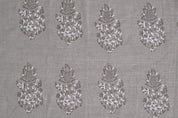 Block Print Linen Fabric, Mangal Bela  Indian Handmade Big Floral Block Printed Thick Linen Fabric  Home Decors & Interior  Natural And Sustainable Fabrics