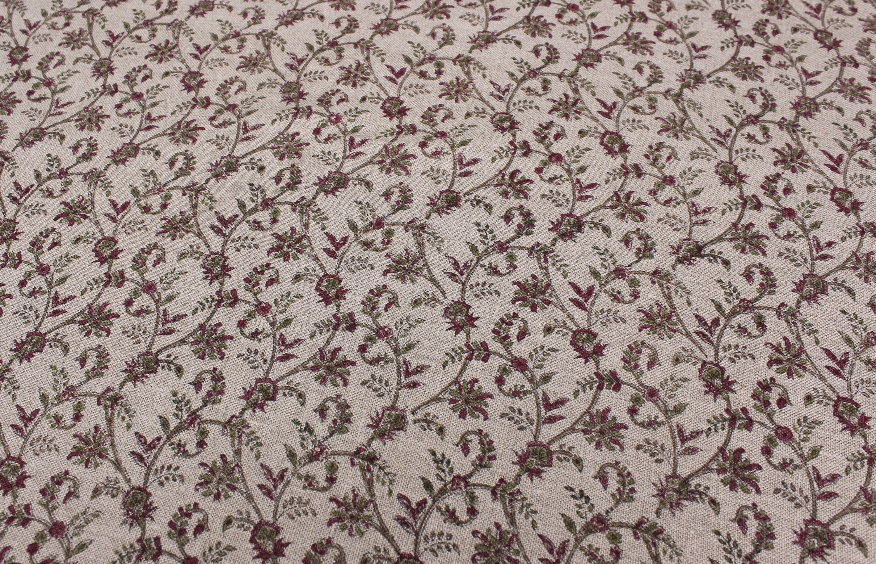 Block Print Linen Fabric, Varanasi  Floral Blockprint Linen Handmade Upholstery Fabric, Handloom Linen, Farmhouse Pillow, Boho Design, Natural Linen