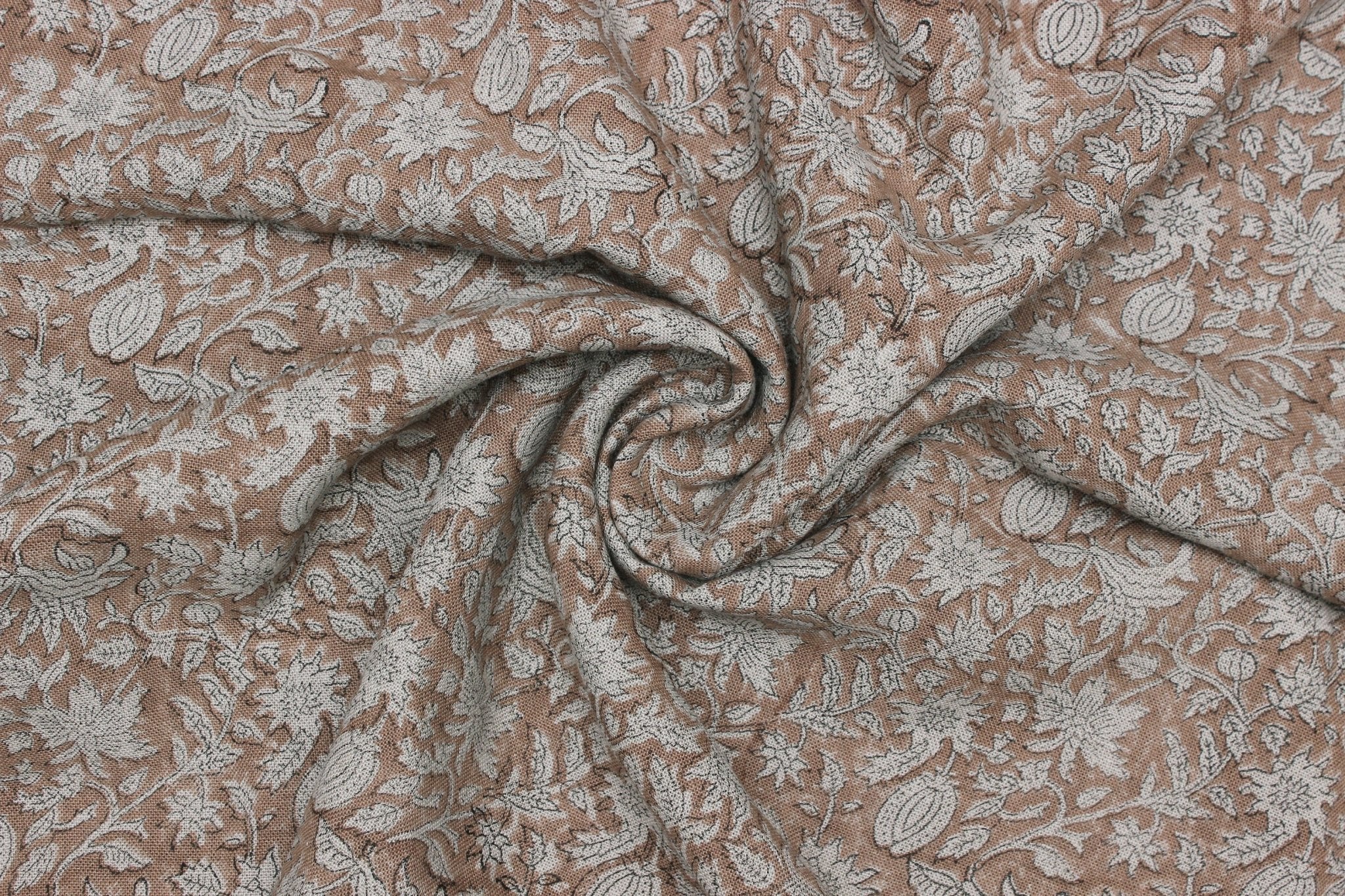 Block Print Linen Fabric, Manikarnika  Block Print Fabric, Floral Print Linen, By The Yards, Pillow Cover Fabric For Table Cloth, Thick Linen Fabric For Upholstery