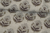 Chui Mui Brown  Heavy Handloom Linen,India Block Print Fabric  Farmhouse Linen Pillow Case, Sofa Chair Upholstery And Handmade Decors