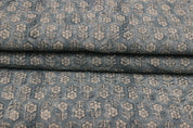 Block Print Linen Fabric, Tulsi Buti Floral  Thick Handloom Linen, Most Popular Indian Block Print For Pillow Cases, Upholstery And Thanksgiving Decor