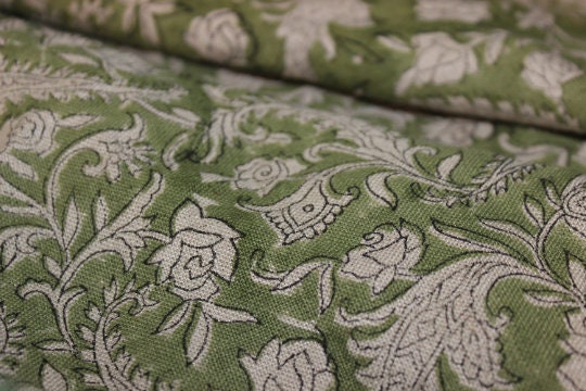 Black Forest Thick Linen Fabric Block Print Fabric In Summers  Best For Upholstery, Cushion Cover, Sofa/Chair Cover, And Other Crafts