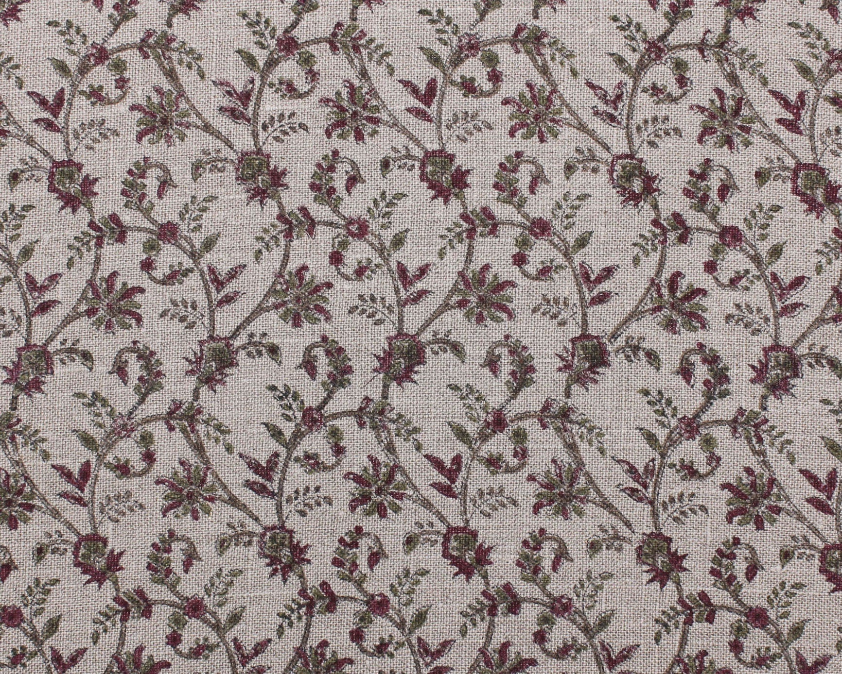 Block Print Linen Fabric, Varanasi  Floral Blockprint Linen Handmade Upholstery Fabric, Handloom Linen, Farmhouse Pillow, Boho Design, Natural Linen
