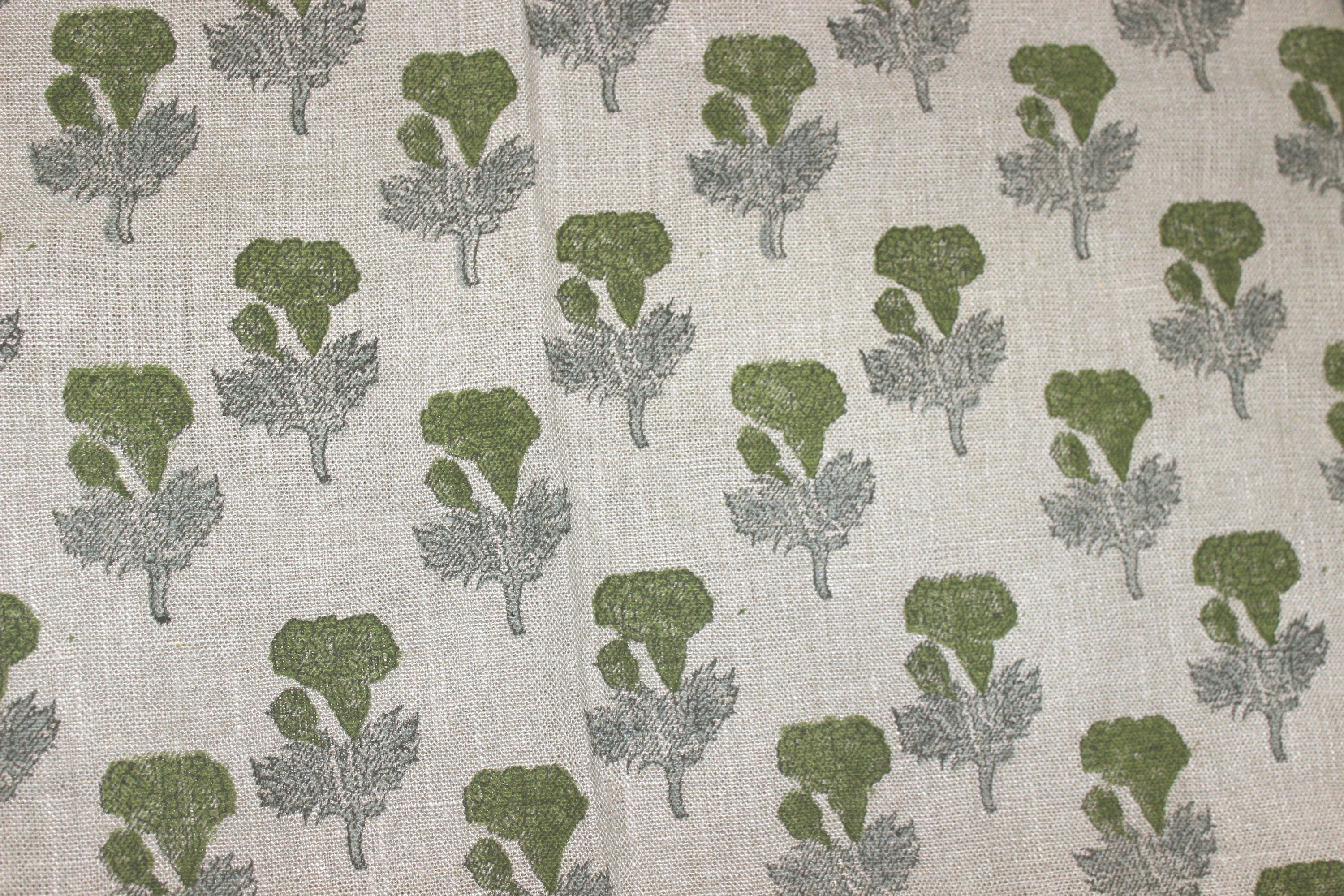 Block Print Linen Fabric, Manmohan  Pure Linen Fabric, Handmade Indian Block Print Fabric, Linen Running Fabric, Heavy Weight Handloom Fabric, Natural Linen By Yard