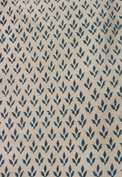 Diya Bati  Beige Blue Block Print Fabric, Indian Linen Fabric, Buy Fabric By The Yard Handmade Upholstery Fabric Linen For Chair And Sofa