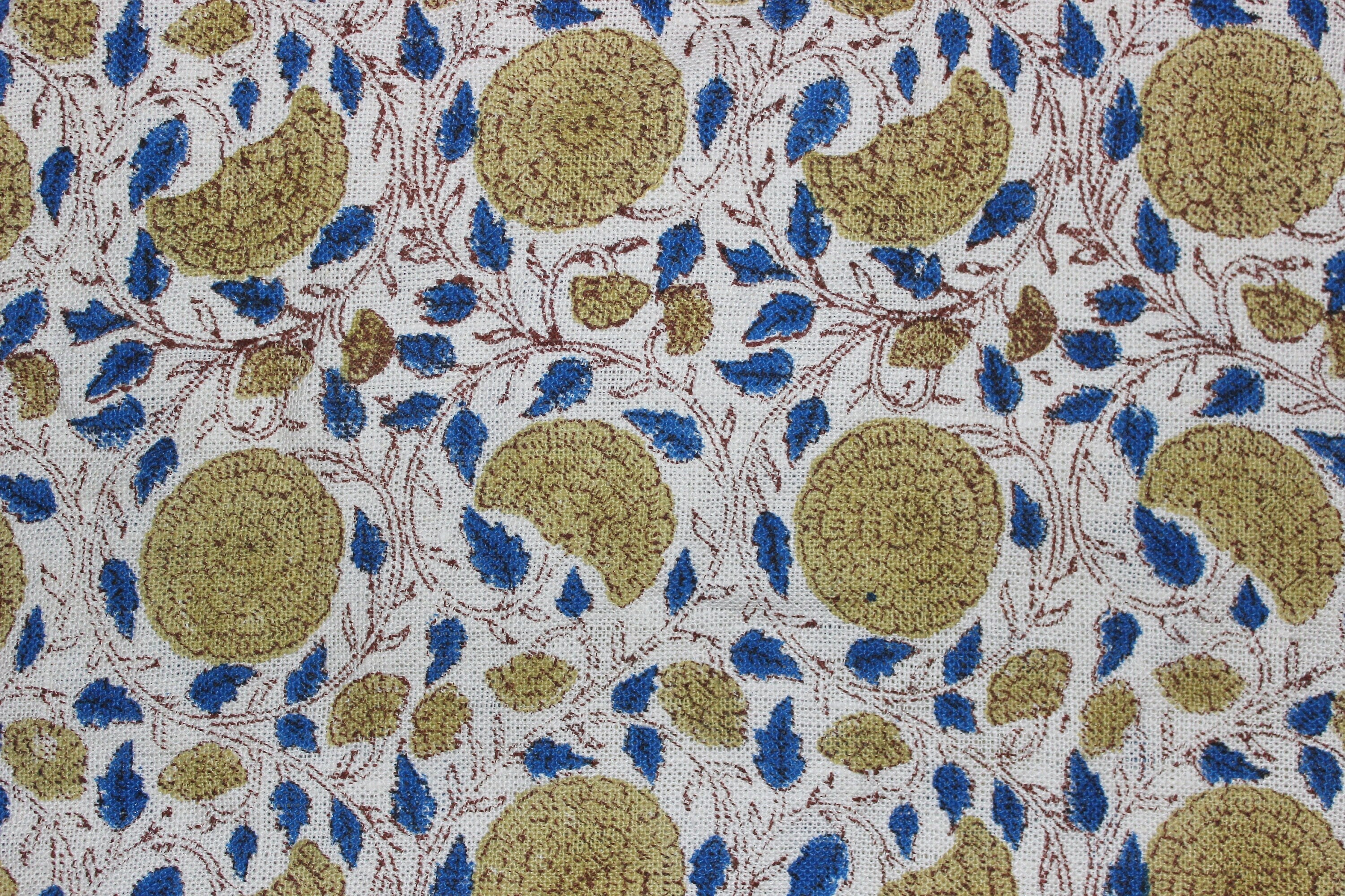 Block Print Linen Fabric, Karwachauth  Fabric  Floral  Print Running Linen, Heavy Upholstery, Hand Blocked Curtains   Printed Tablecloth & Thick Pillow Cover