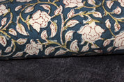 Amrit Vela  Floral Linen Hand Block Fabric  Indian Fabrics Printed Linen & Cotton By The Yard  Natural And Organic Fabrics