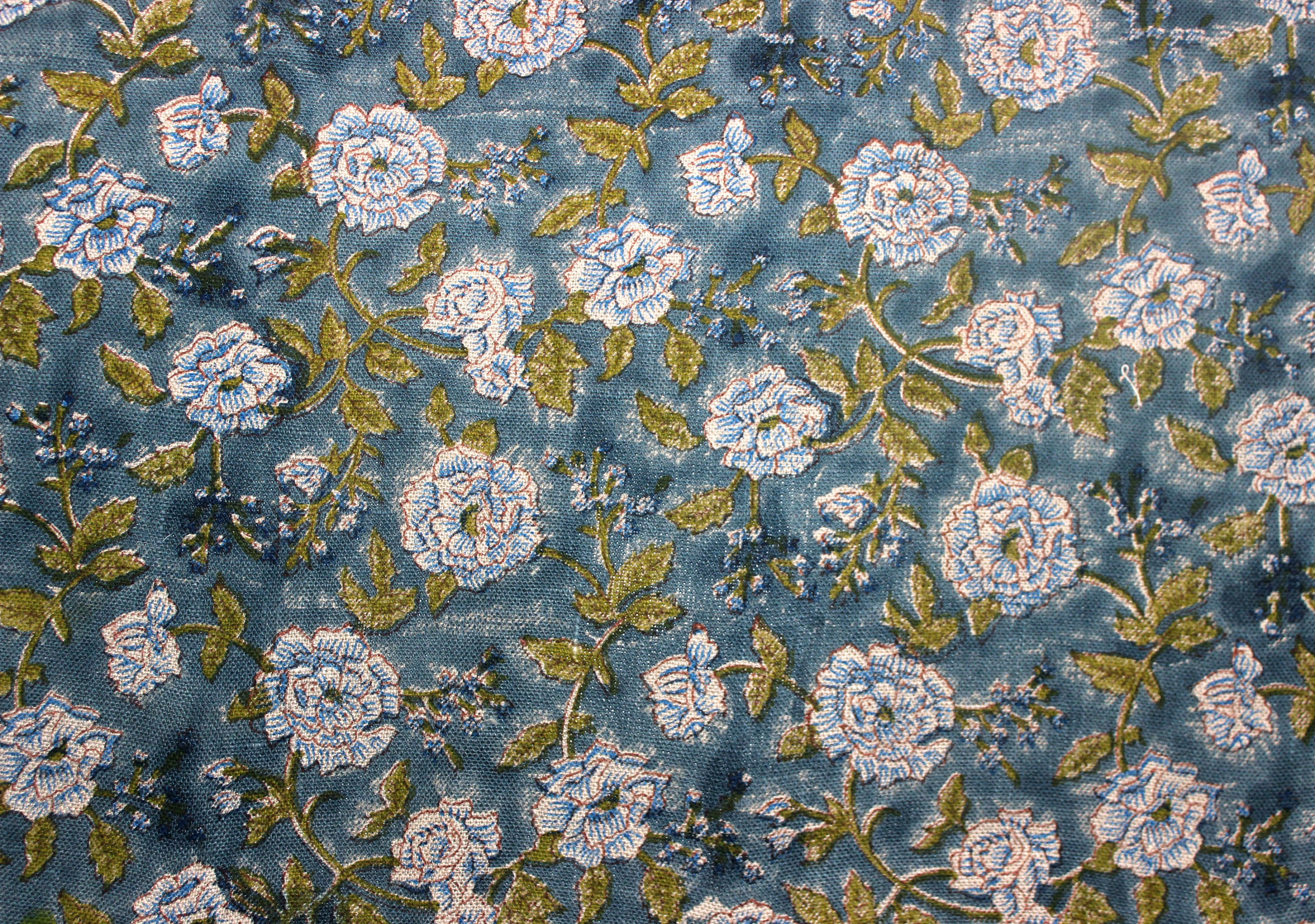 Block Print Linen Fabric, Rameshwaram   Sustainable Linen & Cotton Block Print Fabrics  100% Natural And Handmade Indian Art  Designer Decorative Fabrics