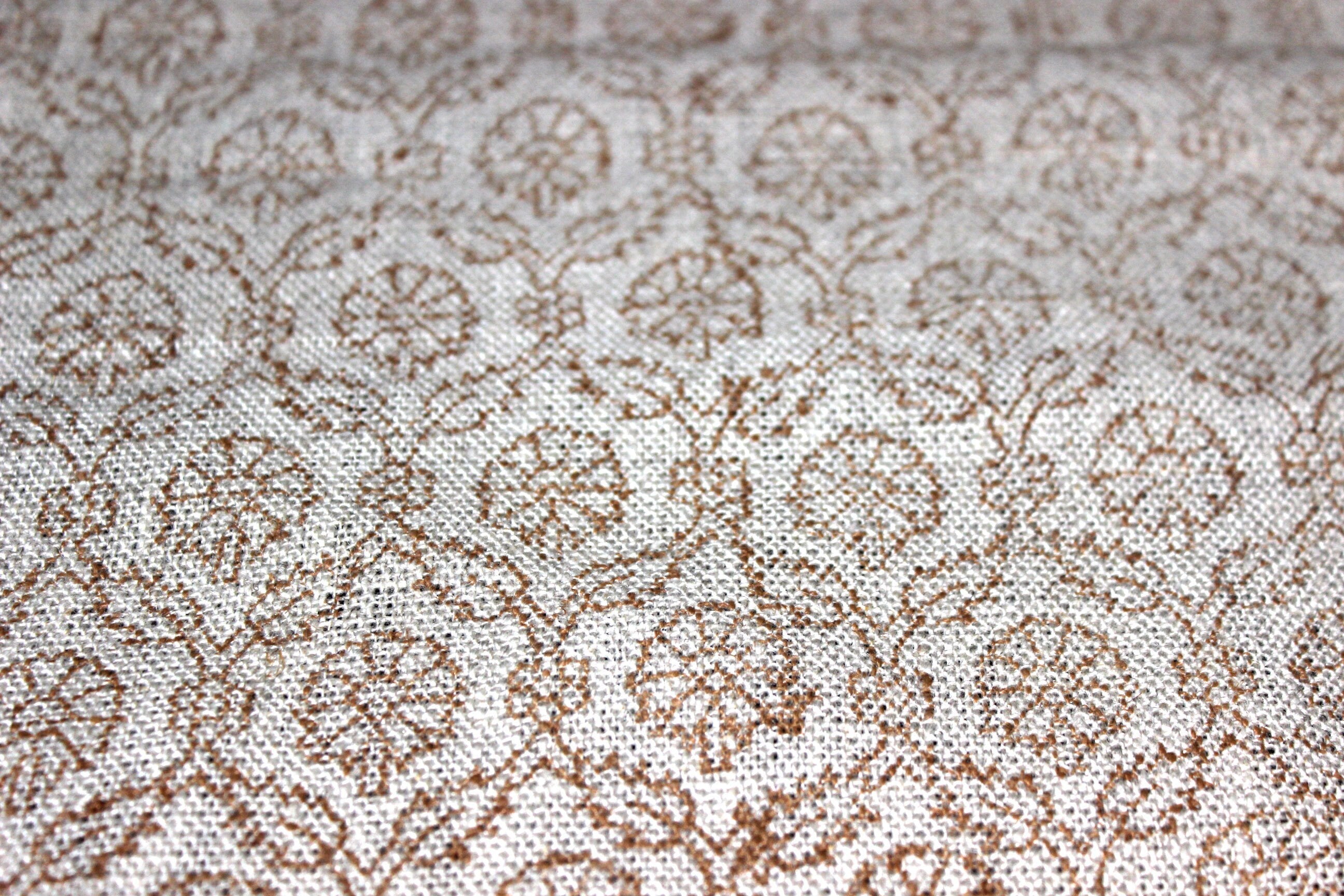 Block Print Linen Fabric, Shehnaaj  Thick Linen Upholstery Fabric, Brown Jaal, Ready To Use, Upholstery Fabric, Home Decor Sewing, Farmhouse, Boho, Handblock Print