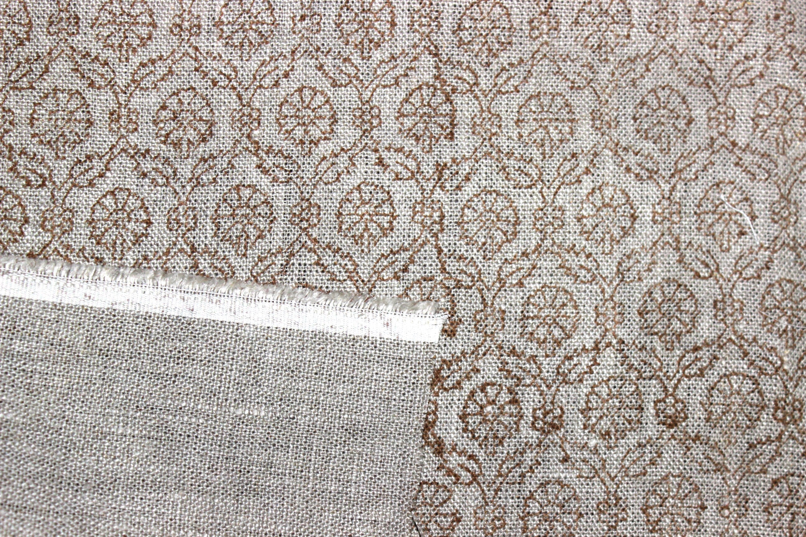 Block Print Linen Fabric, Shehnaaj  Thick Linen Upholstery Fabric, Brown Jaal, Ready To Use, Upholstery Fabric, Home Decor Sewing, Farmhouse, Boho, Handblock Print