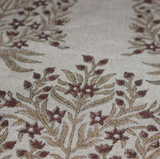 Block Print Linen Fabric, Vrindavan Bloom  Handmade Floral Block Print Linen Fabric, Decorative Pillow Cover, Cushion, Upholstery, Curtain, Printed Cotton