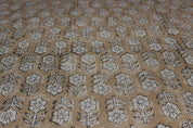 Block Print Linen Fabric, Tulsi Buti  Thick Linen India Block Print Fabric  Home Upholstery, Cushion Cover, Pillow Case  Organic, Natural, Handmade & Sustainable