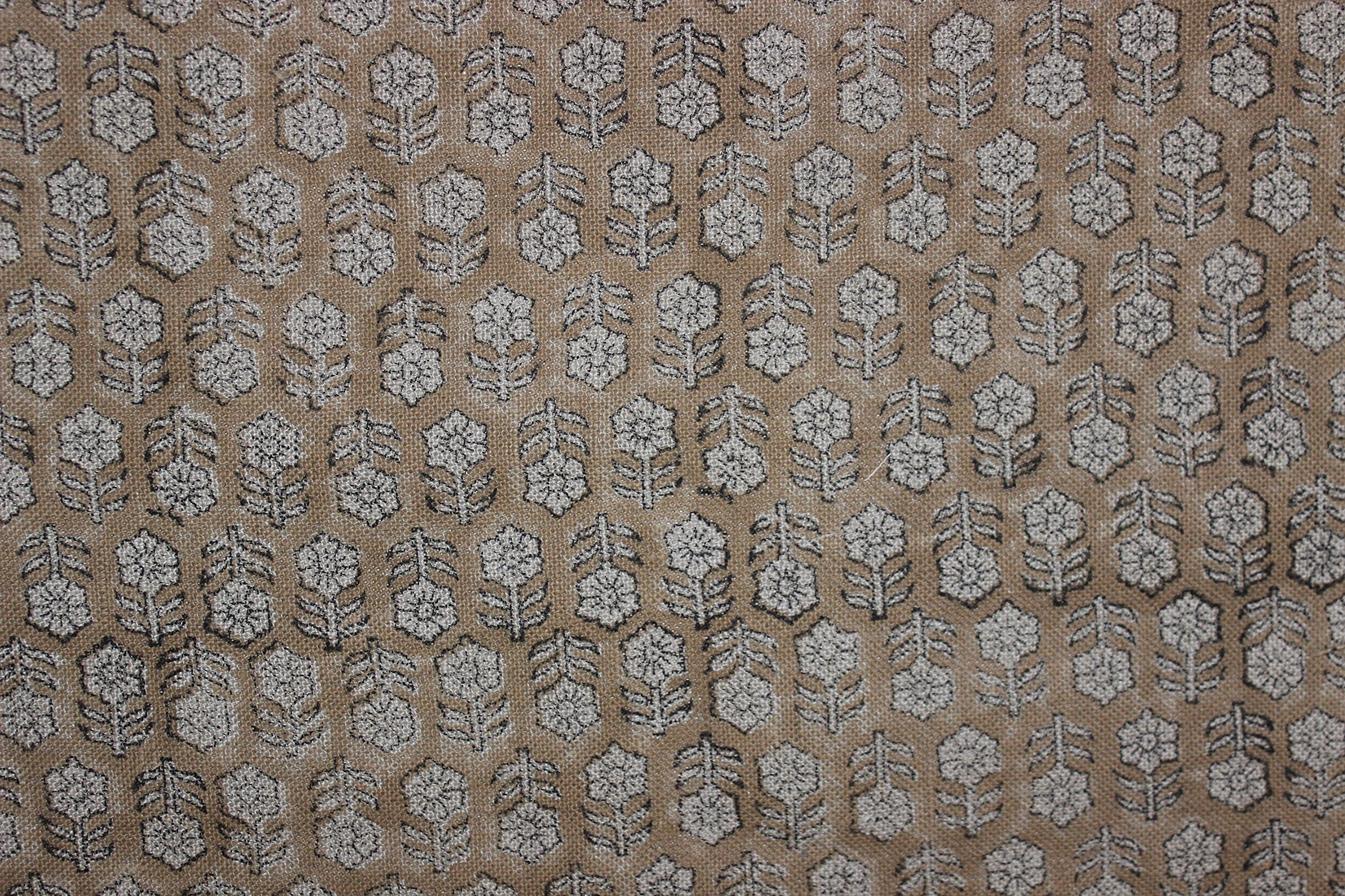 Block Print Linen Fabric, Tulsi Buti  Thick Linen India Block Print Fabric  Home Upholstery, Cushion Cover, Pillow Case  Organic, Natural, Handmade & Sustainable