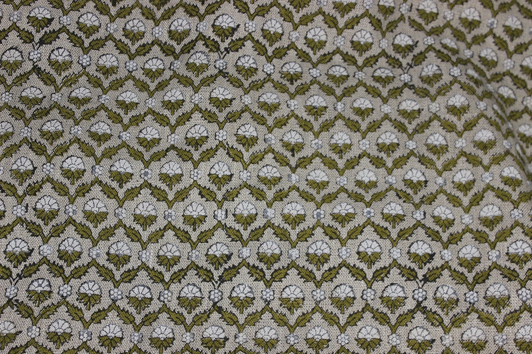 MADHUVAN | Green fabric, Floral Block Print, best for cushion cover fabric, Pillow cover fabric, Green upholstery, Green Pillow, Home decor