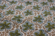 Block Print Linen Fabric, Pushp Samhita    A Unique Floral Printed Fabric, Block Print Fabrics By Yard Flower Upholstery Fabric, Designer Pillow Cover Fabric