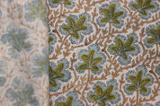 Block Print Linen Fabric, Pushp Samhita    A Unique Floral Printed Fabric, Block Print Fabrics By Yard Flower Upholstery Fabric, Designer Pillow Cover Fabric