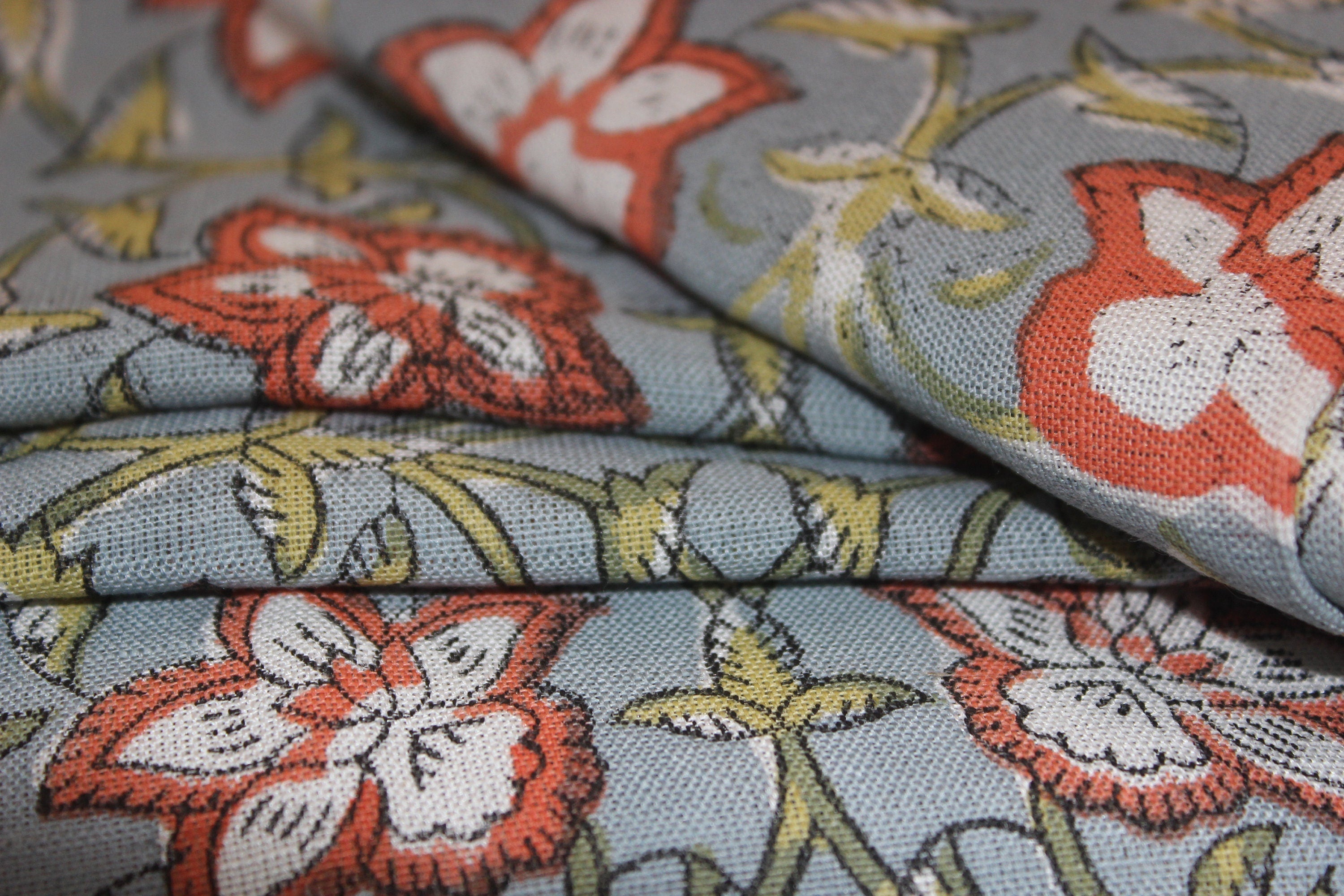 Chudamani  Beautiful Floral Hand Block Print  On Indian Linen & Cotton Fabrics By The Yard