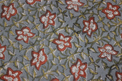 Chudamani  Beautiful Floral Hand Block Print  On Indian Linen & Cotton Fabrics By The Yard