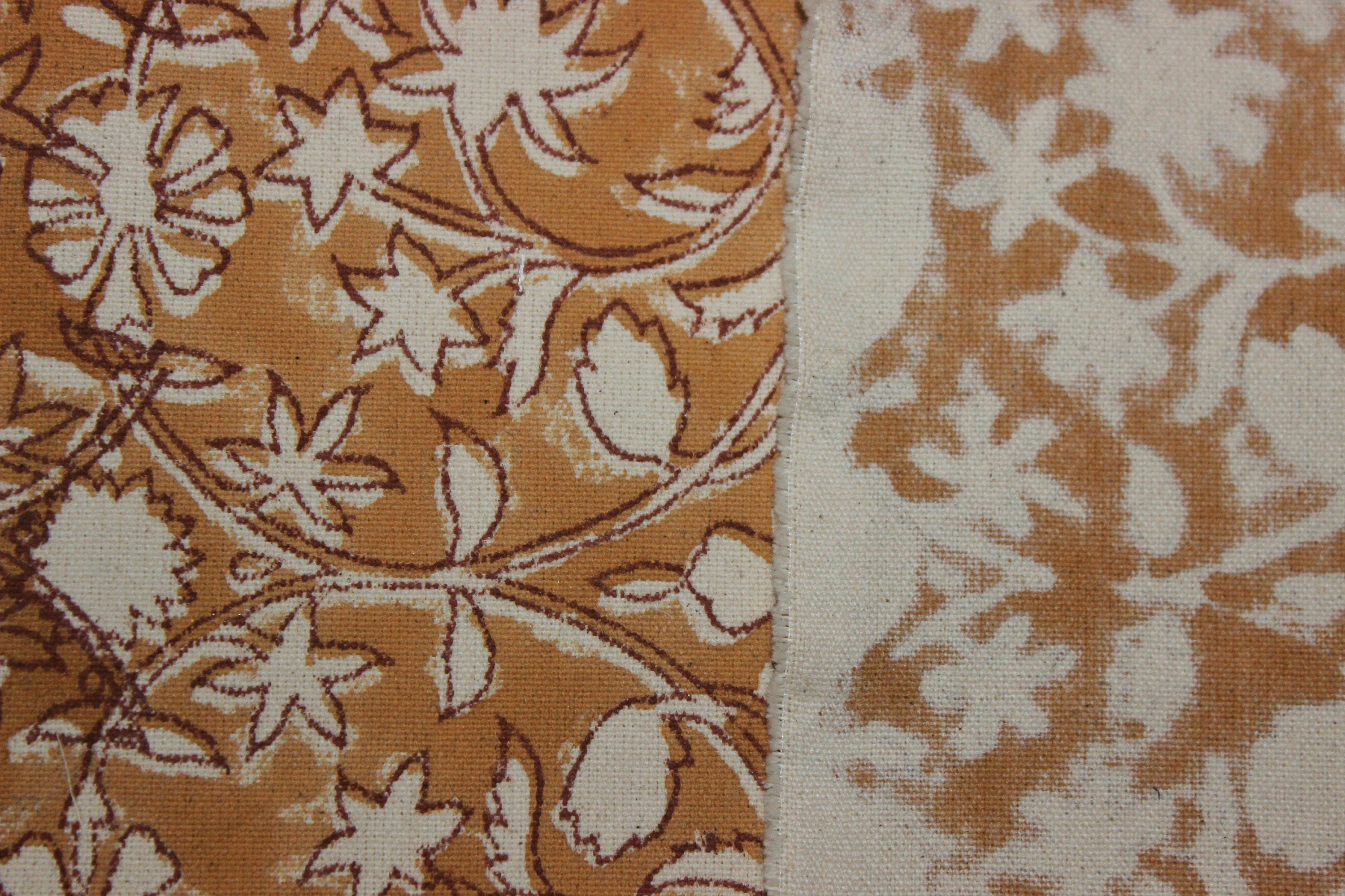 Block Print Linen Fabric, Marmalede  Hand Block Print Floral Fabric  Natural Linen & Cotton Fabrics From India  Designer Hand Blocked Fabric