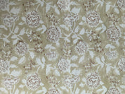 Block Print Linen Fabric, Rameshwaram   Linen& Cotton Fabric With Beige/Brown Floral Hand Block Print Fabric  Running Fabrics By The Yard 