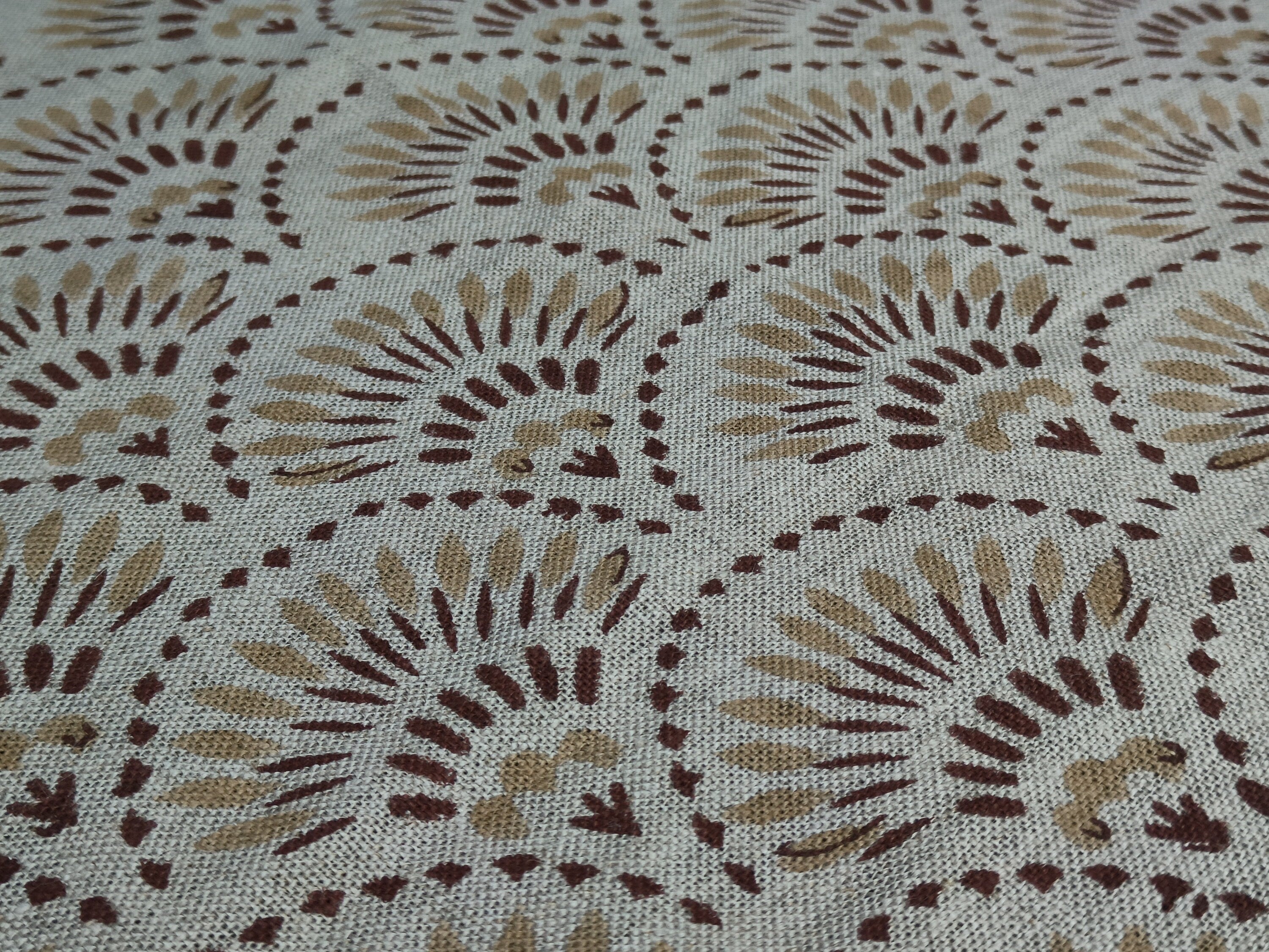 Block Print Linen Fabric, Shubharambh  Natural 100% Linen Block Print Fabric  Indian Flax Fabric By The Yard  Home Upholstery & Interior Pillow For Decors