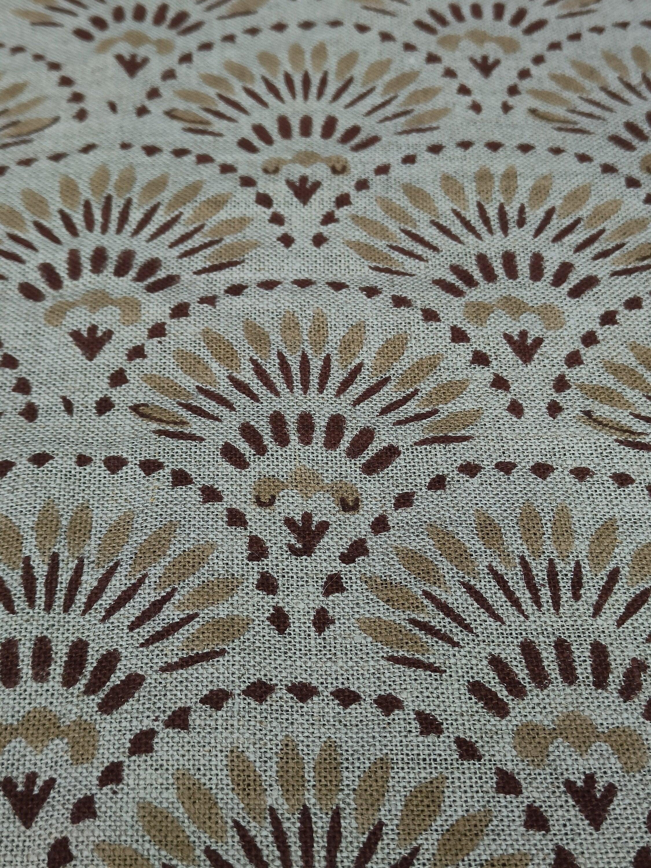 Block Print Linen Fabric, Shubharambh  Natural 100% Linen Block Print Fabric  Indian Flax Fabric By The Yard  Home Upholstery & Interior Pillow For Decors