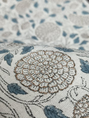 Block Print Linen Fabric, Karwachauth Skyblue  Heavy Weight Natural Linen Block Print Fabrics  Decors Fabric By The Yard  Floral Pillow Fabric & Interior Pillow