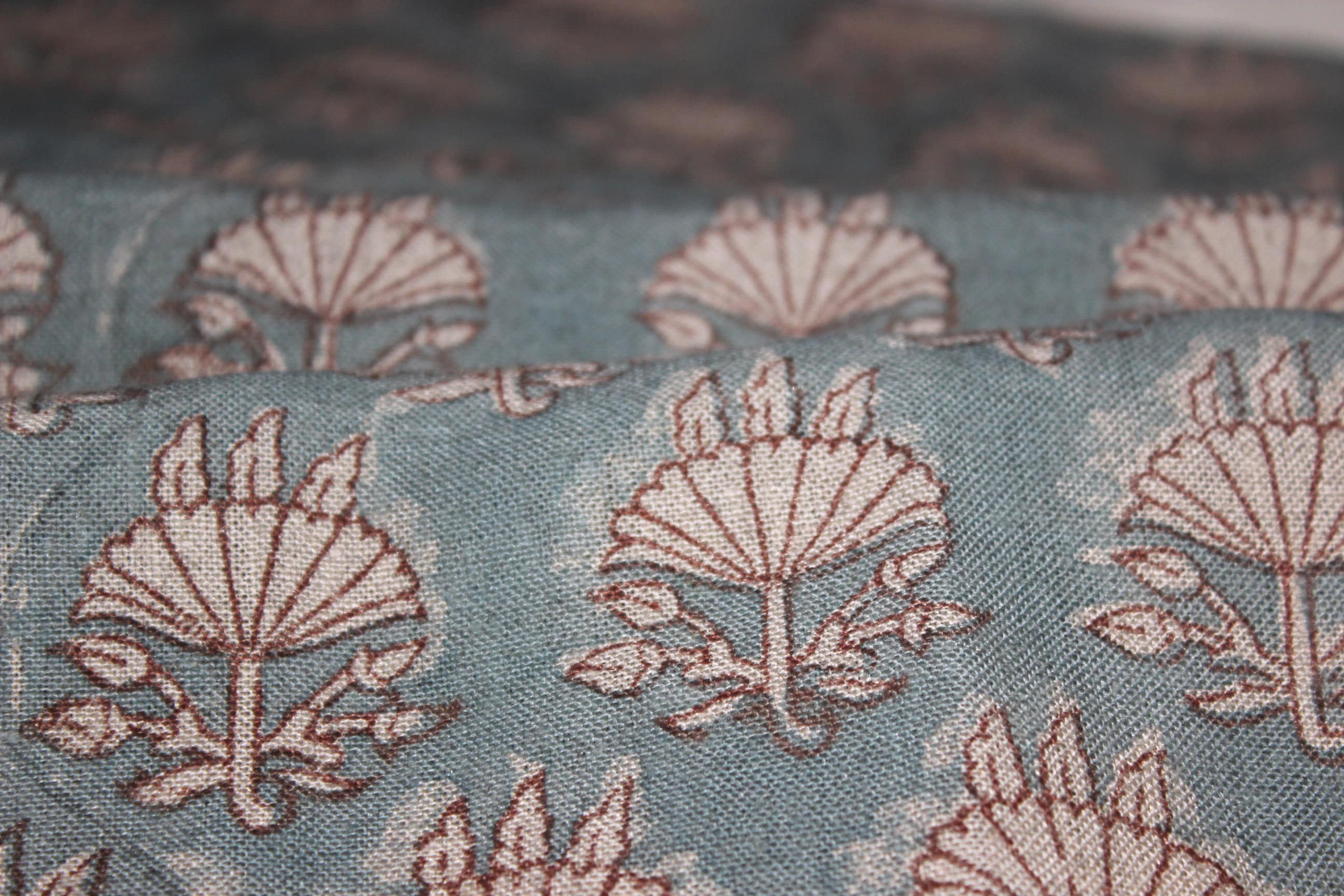 Block Print Linen Fabric, Trishula  Floral Block Prints, Fabric From India, Block Print By The Yard Fabric, Designer Cushion Fabric,Handmade Pillow Cover Fabric