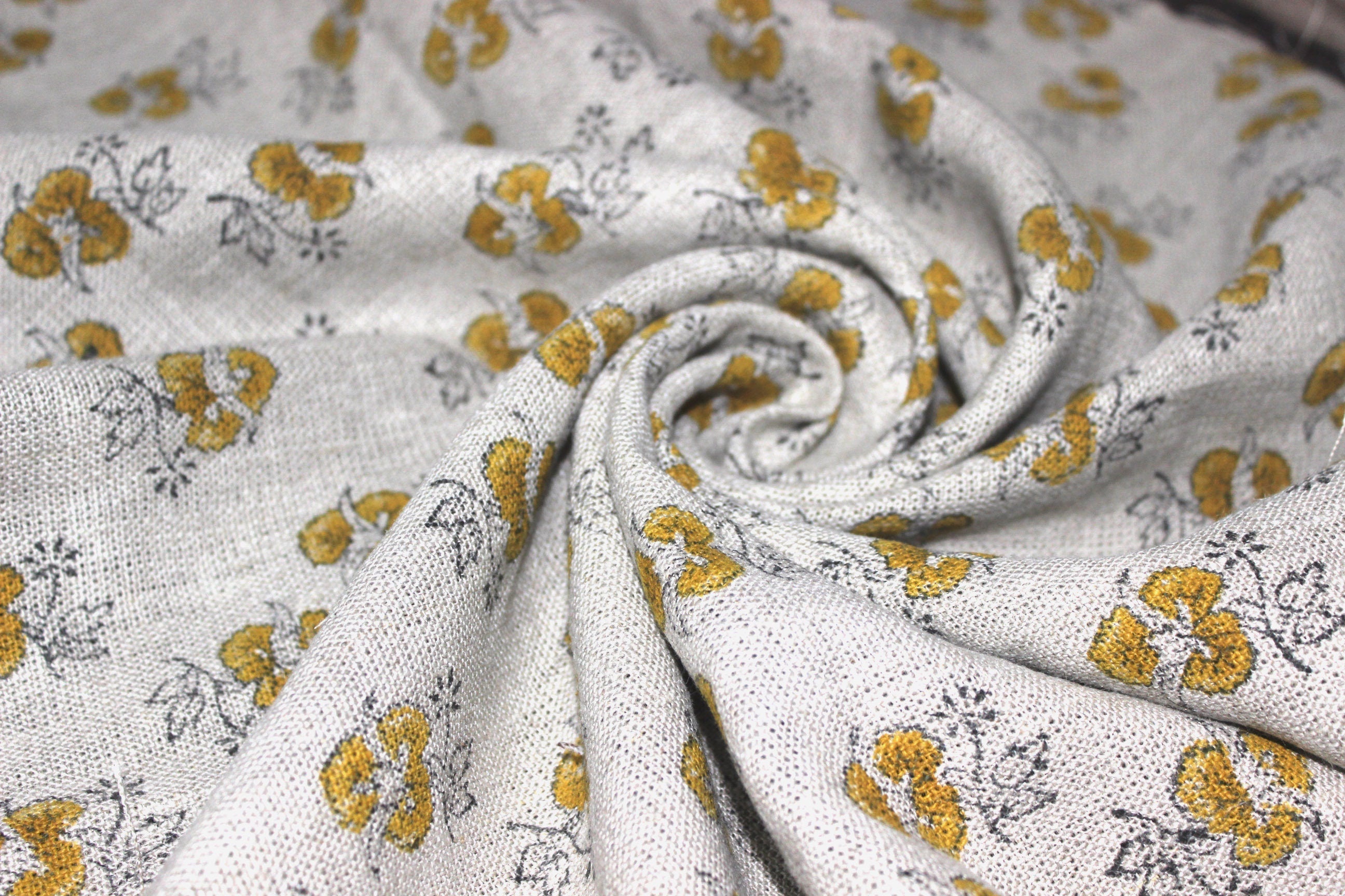Chitranjan  Fabric From India  Linen Block Print Fabric, Upholstery Curtain & Pillow Cover  Hand Blocked Linen Fabric, Indian Hand Print