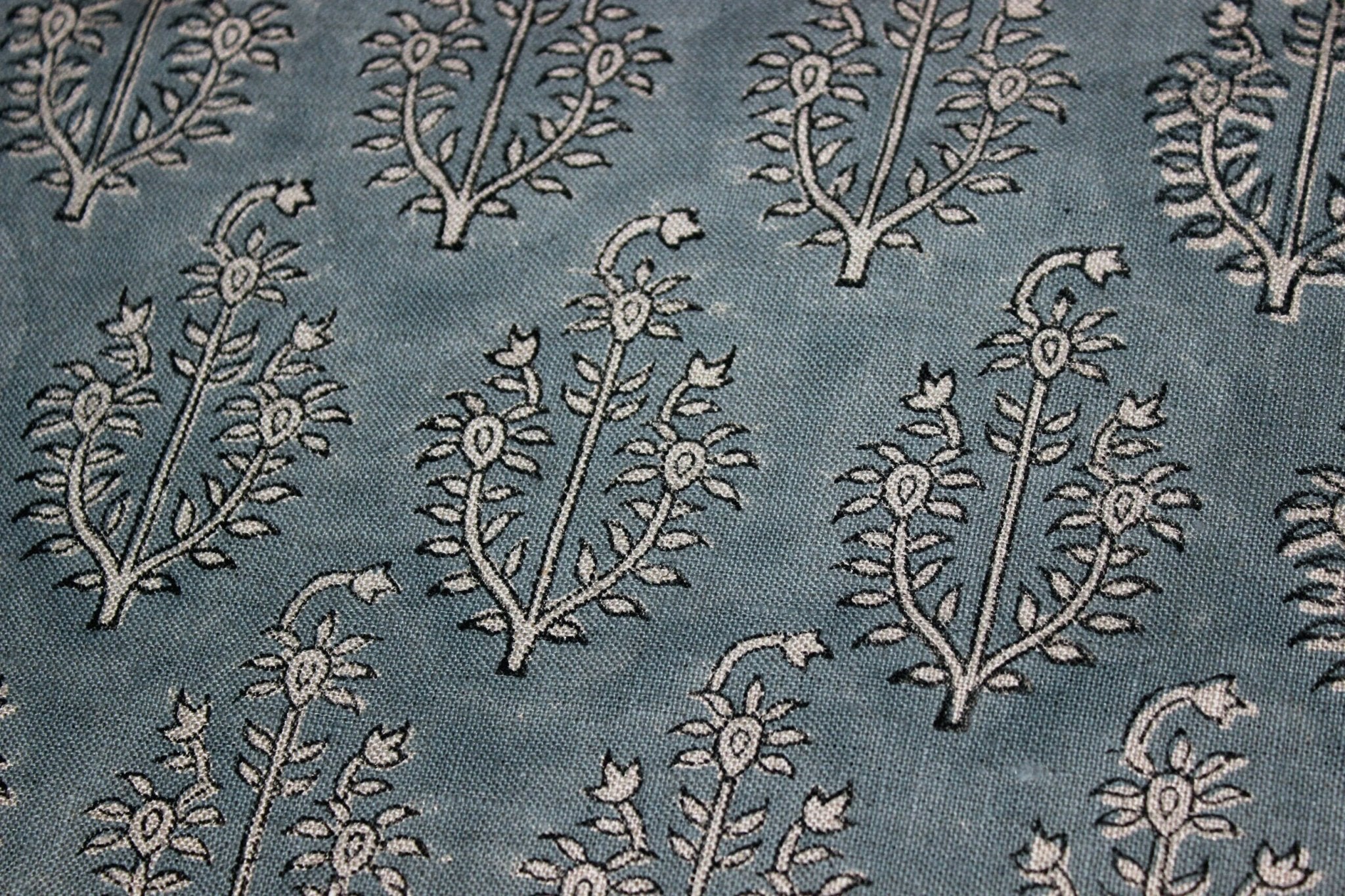 Block Print Linen Fabric, Neel Gagan  Indian Handmade Block Print Art On Pure Linen & Cotton Fabrics, Floral Design Running Fabric For Home Decors Upholsterypillows