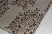 Block Print Linen Fabric, Vrindavan Bloom  Handmade Floral Block Print Linen Fabric, Decorative Pillow Cover, Cushion, Upholstery, Curtain, Printed Cotton