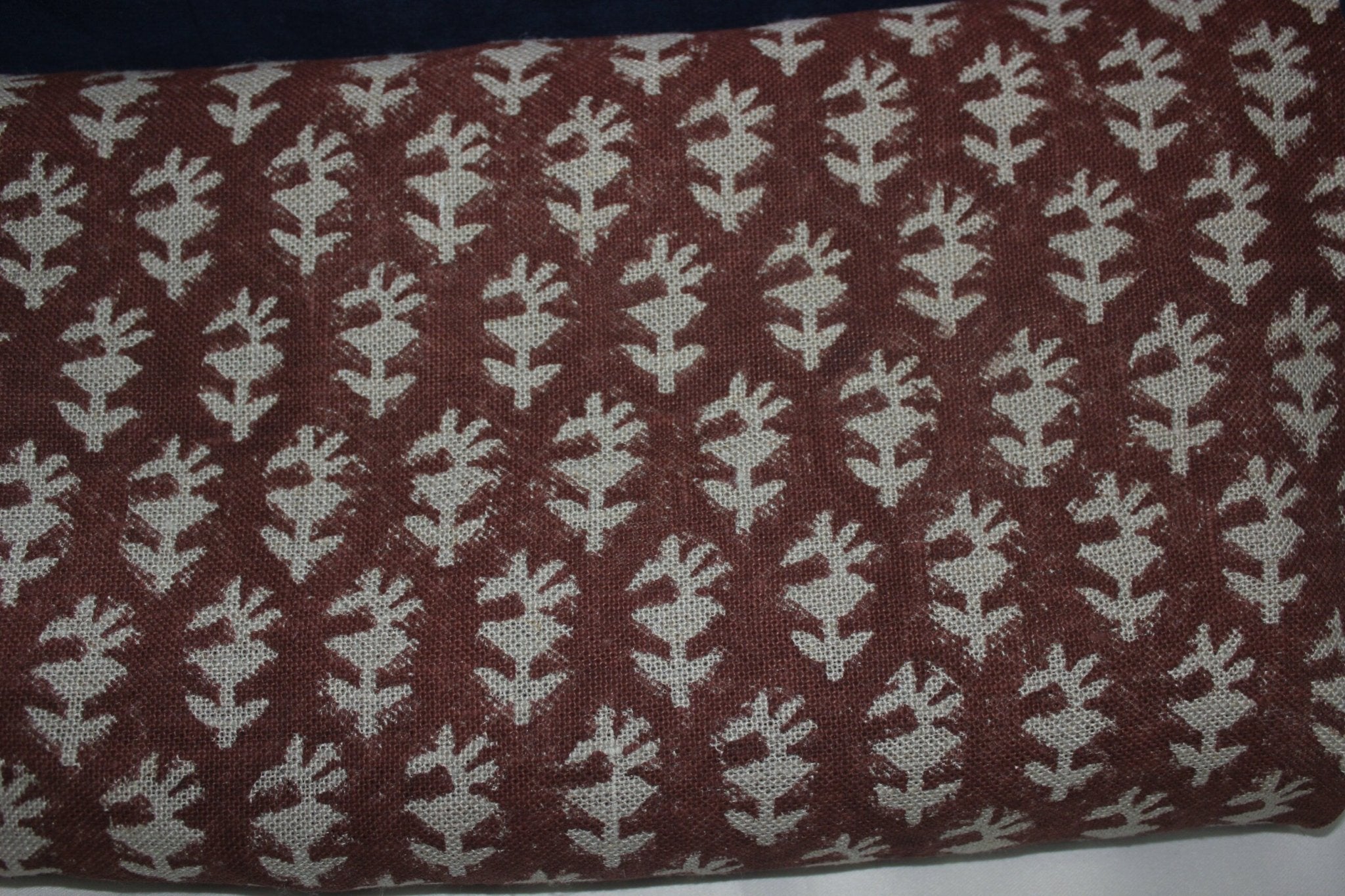 Block Print Linen Fabric, Panghat  Heavy Linen Indian Blocked Printed Fabric  Interior Upholstery, Cushion Cover, Pillow Cases  Thick, Natural & Sustainable