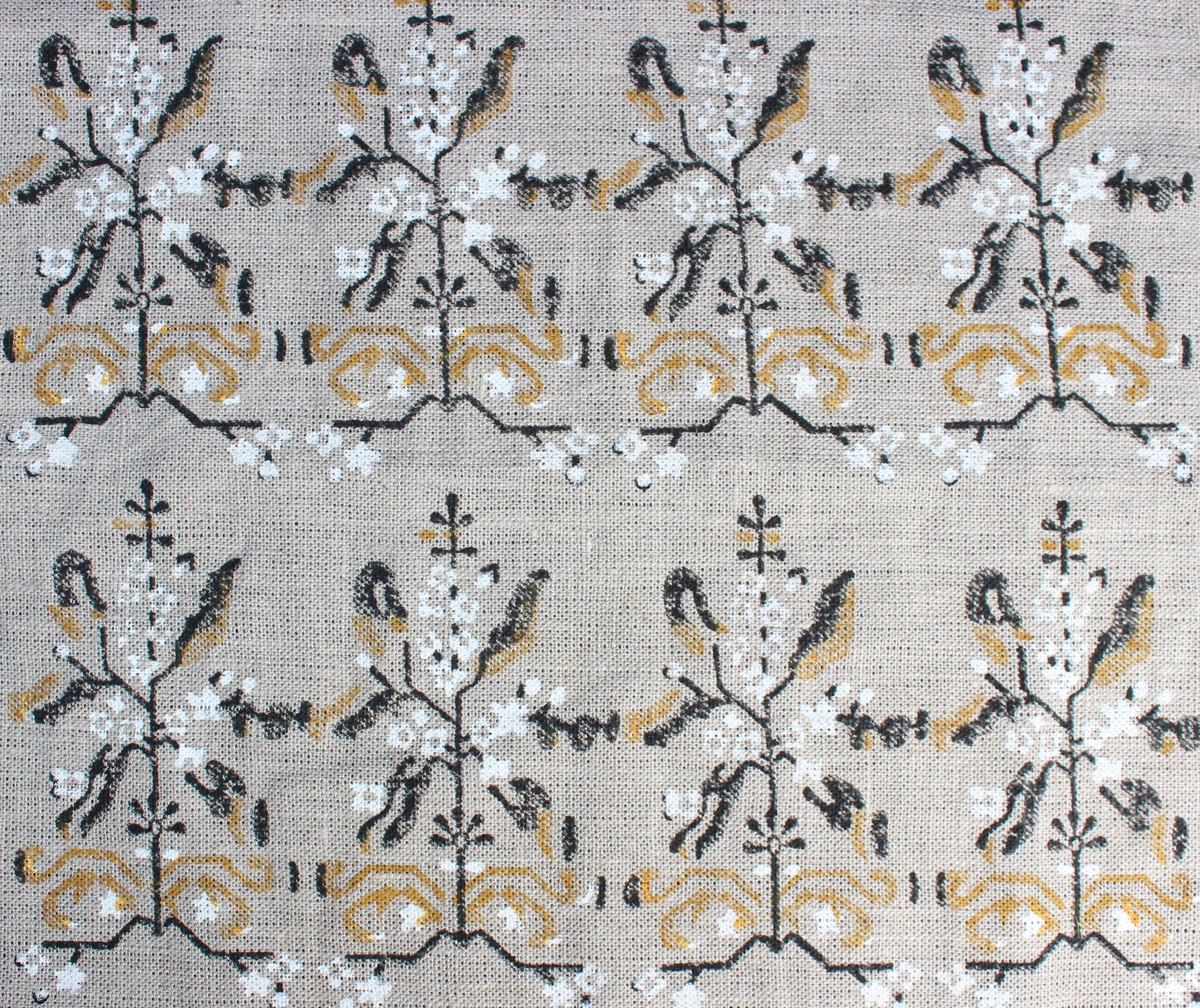 Block Print Linen Fabric, Nakshatra  Heavy Weight Flax Linen, Hand Block Print Fabric By The Yard