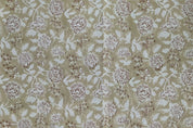 Block Print Linen Fabric, Rameshwaram   Linen& Cotton Fabric With Beige/Brown Floral Hand Block Print Fabric  Running Fabrics By The Yard 